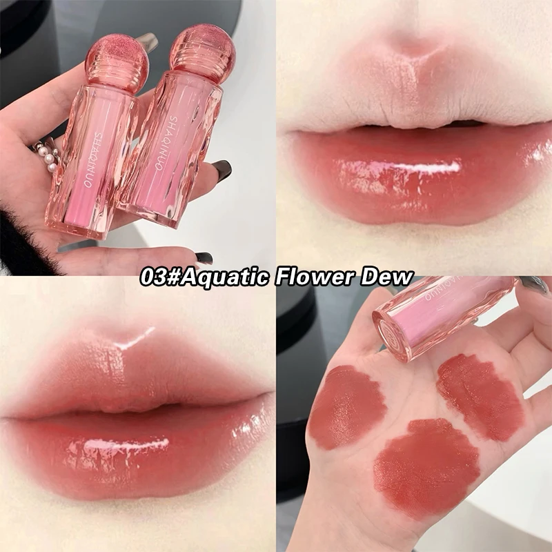 Rouge à Lèvres Brcorporelle Effet Miroir Jules Glaze, Résistant à l'Eau et Durable, Coupe Antiarina, Teinte d'Encre, Luxe Coréen, Rose Nude, Maquillage Cosmétique