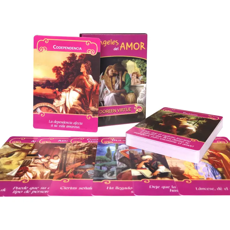 Spanish: Los Angeles Del Amor Oracle Fate Divination Prophecy Card Family Party Game Toy Tarot Card PDF Guide