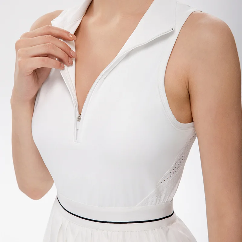 Falda deportiva antiligera con cremallera frontal, falda de tenis para correr, fitness, vestido plisado transpirable hueco, conjunto de gimnasio para mujer