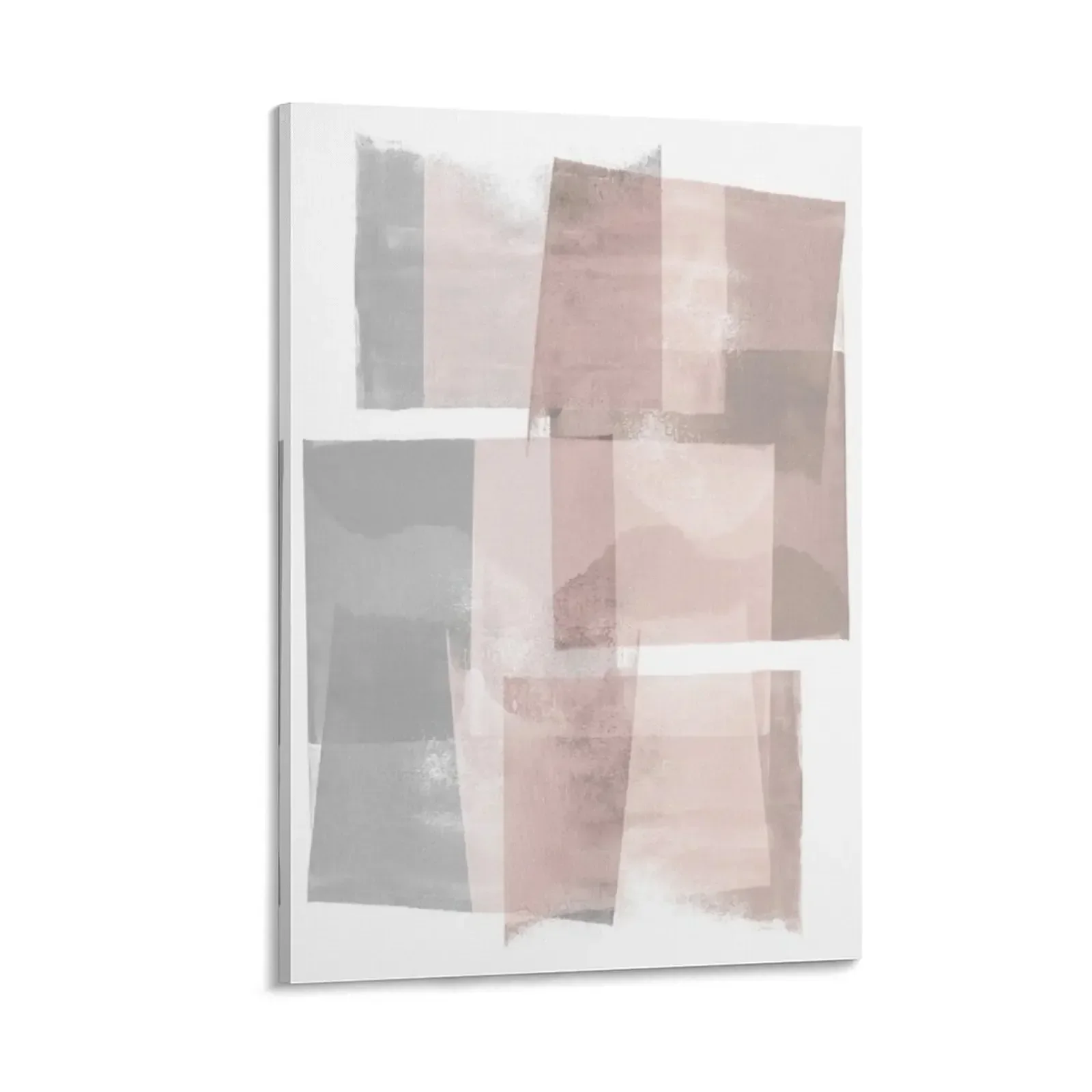 

Grey and Pink Geometric Abstract"Building Blocks" Canvas Painting room decor japanese room decor