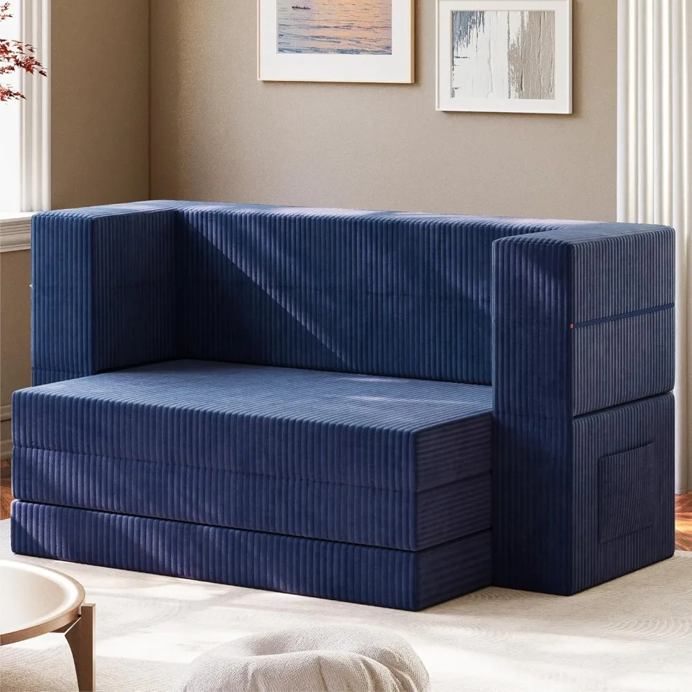 

Folding Sofa Bed, 3-in-1 Convertible Sleeper Chair with Armrest/Back Support, Floor & Futon Couch, Foldable Mattress,