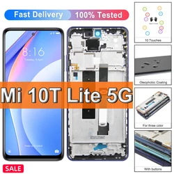 For Xiaomi Mi 10T Lite 5G LCD Display Touch Screen Assembly For Mi10T Lite M2007J17G LCD Display Replace, with Frame