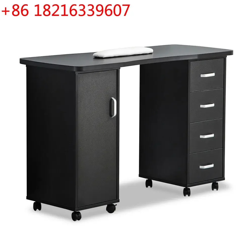 TAO Commercial manicure table with drawers, universal wheel design, standard hand rest, integrated storage and operation