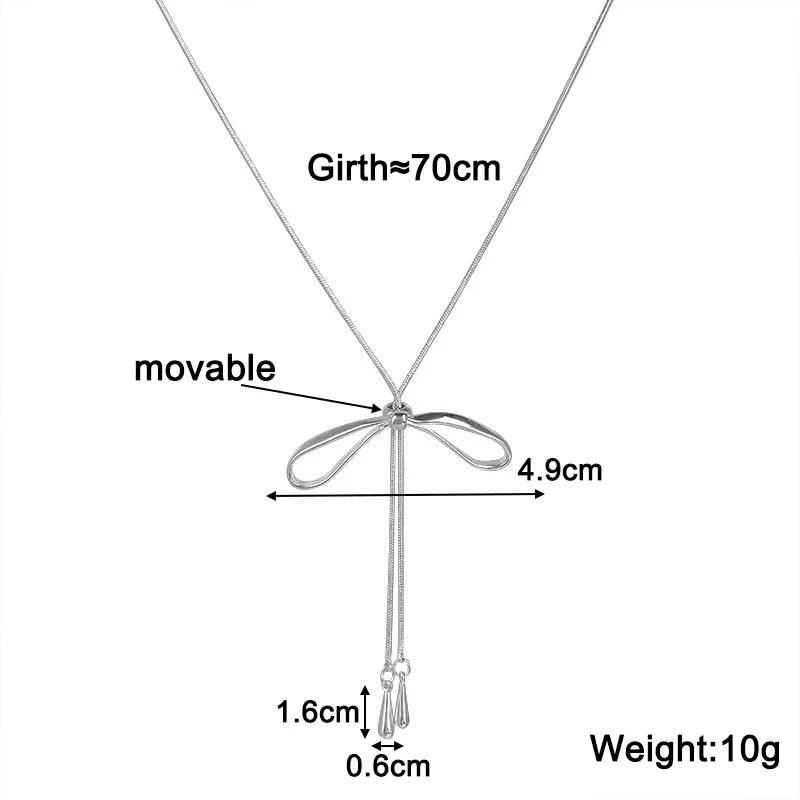 New Silver Color Long Rope Women's Necklaces Hollow Movable Bowknot Bohemian Fashion Neck Jewelry Winter Sweater Chain 2026