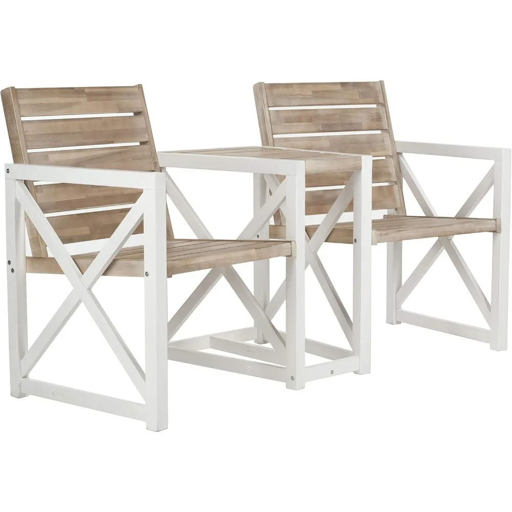 

Outdoor Collection Jovanna White and Ash Grey Two Seat Bench