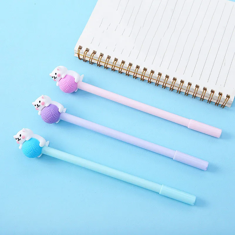 3 Piece Lytwtw\'s Cute Creative Cat Gel Pen Cartoon Kawaii Stationery Office School Supplies Sweet Pretty Lovely Cartoon Handles