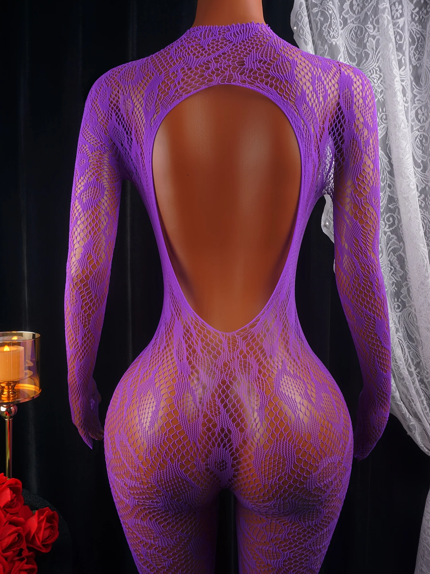 1枚で着用できる、セクシーな紫色のレオパード柄ボディスーツ。 - Lingerie のレビューと価格