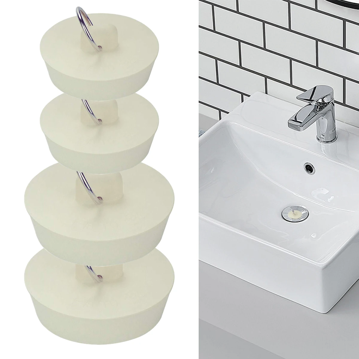 

4PCS Rubber Kitchen Bath Tub Sink Water Stopper Floor Round Drain Plug Sink Bathtub Drainage Stopper Leakage-proof Plug