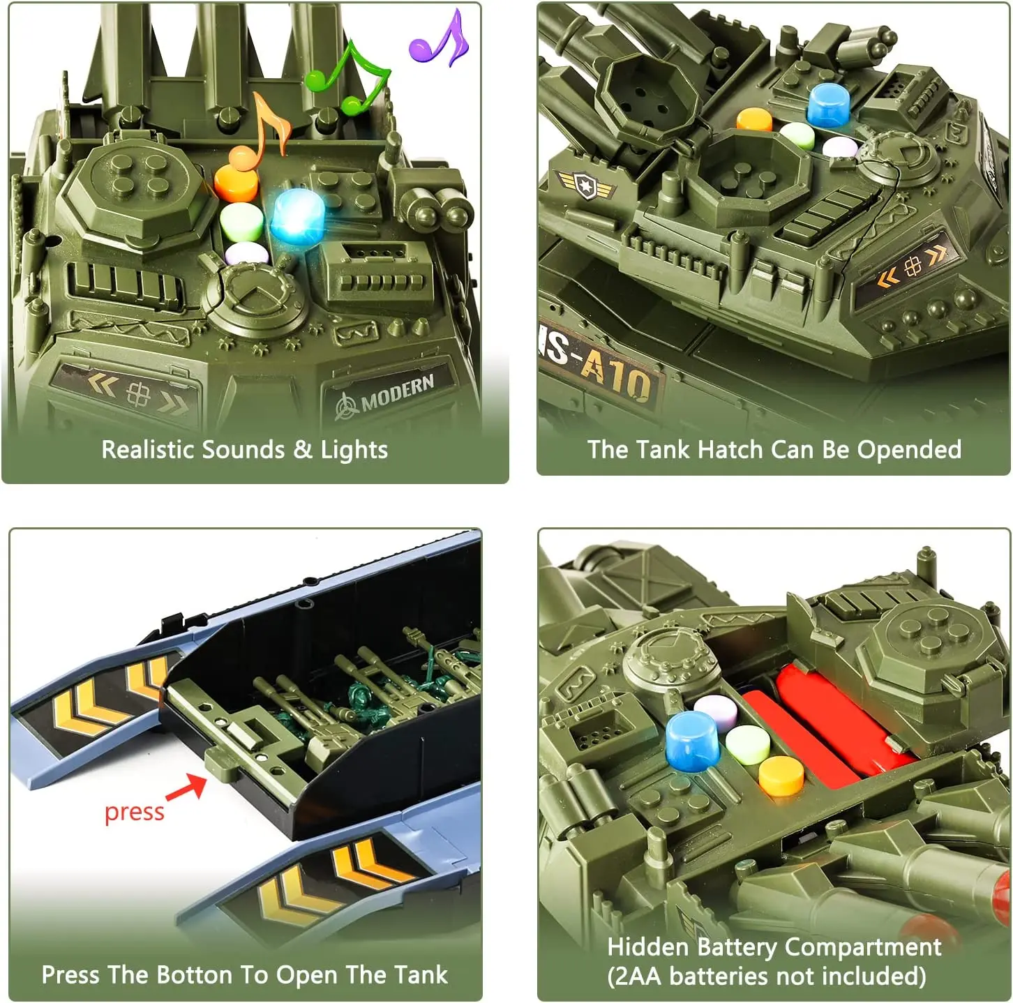 Tank Toy Sets Military Toys Tank Transport with Mini Battle Car and Army Men Army Toys Tank with Lights & Sounds Gift for Kids