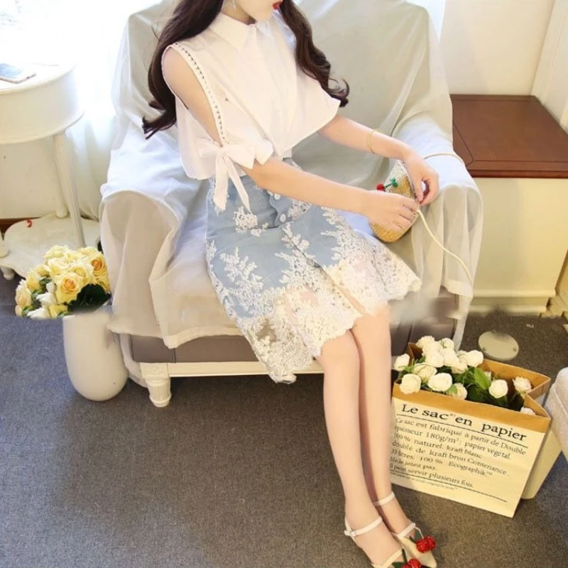 

Kawaii 2 Pieces Skirt Sets for Women Cheap Clothing Offers Top and Bottom Y2k Streetwear Chic Elegant New Matching Woman Outfit