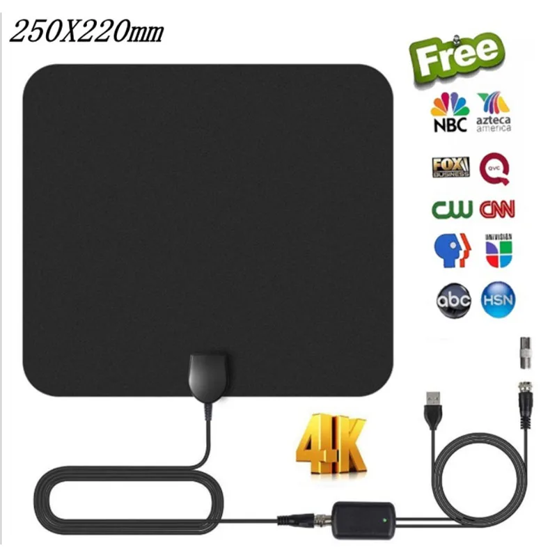 

Free Shipping New HDTV Indoor Film TV Antenna 220 * 250mm 4K / ATSC DVB-T2 High Gain HD Digital Antenna