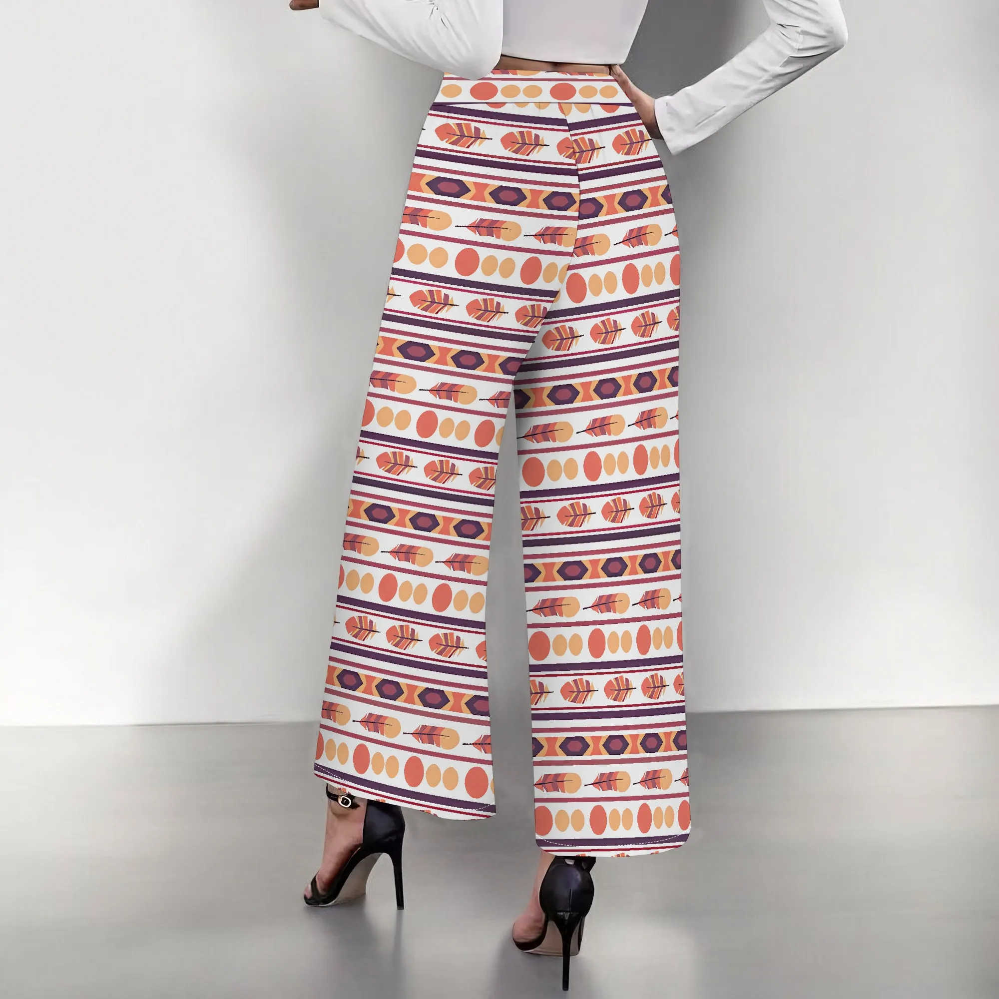 Dames 2025, lente/zomer nieuwe stijl Boheemse aangepaste hoge taille retro trendy casual strand afslankende wijde pijpen broek lange broek