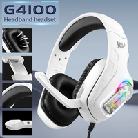 G4100 Stereo Gaming Headset with Noise Cancelling Mic,LED Light,Wired Gaming Headphones for PS4 PC Xbox One Switch PS5Controller