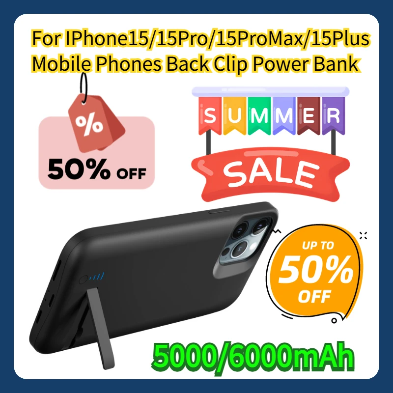

For IPhone15/15Pro/15ProMax/15Plus Mobile Phones Back Clip Power Bank 5000/6000mAh