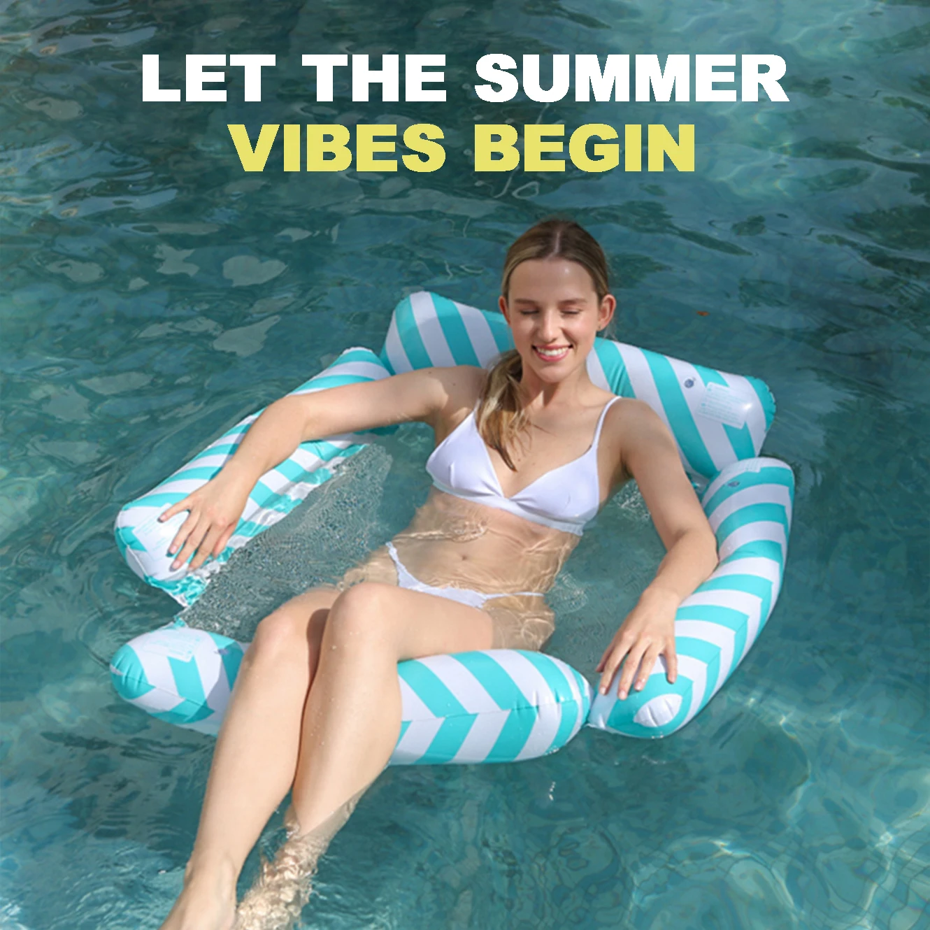 1PC Inflatable Pool Floats, floating pool raft and lounger, 4-in-1 Multifunctional Pool Raft, for Holiday Fun and Relaxation