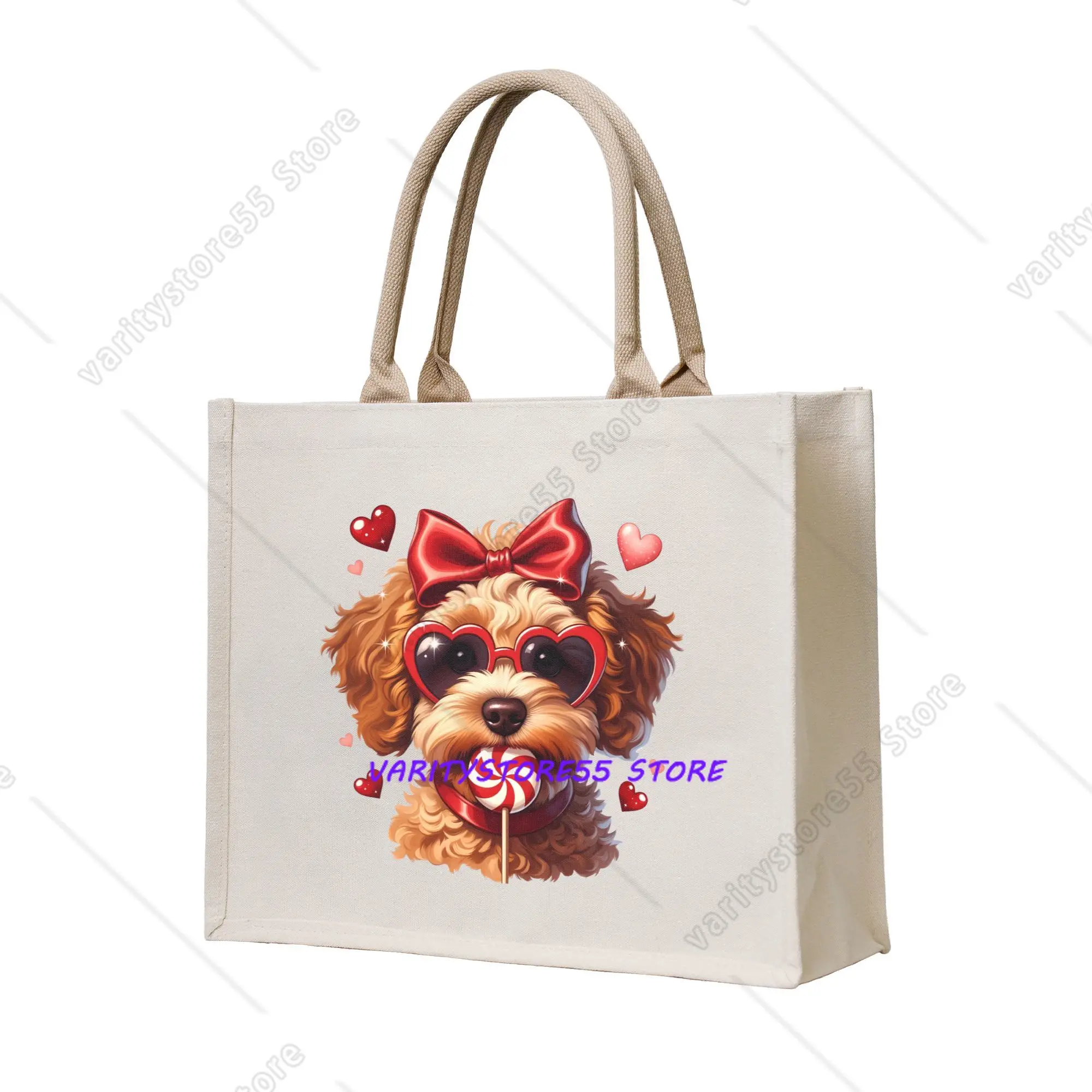 Poodle Graphic  Grocery Shopping Bag Cute Shopper Tote Shoulder Bag Big Capacity Portable Pudel Dog Lover  Handbag