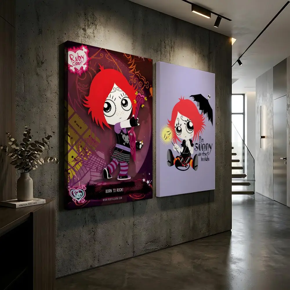 Cartoon Animation Ruby Gloom Framed Wall Painting Canvas Wall Art Inner Frame Waterproof Home Decor For Living Room