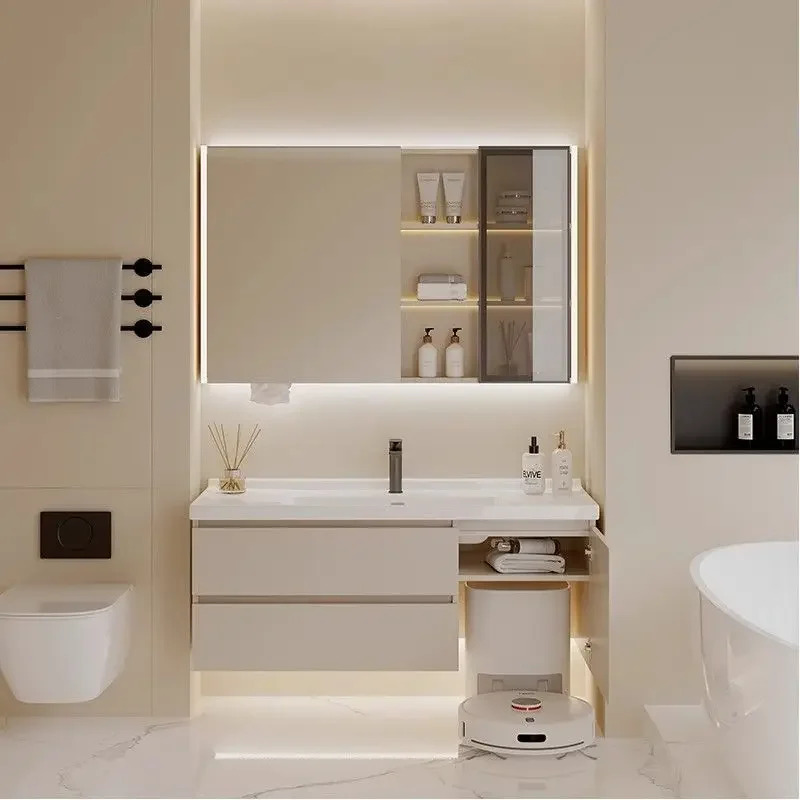 Sweeping robot base station combination storage bathroom cabinet cream toilet face wash ceramic integrated basin combination