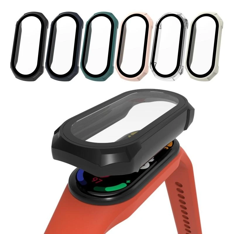 

HX6A Защитная пленка-бампер для Mi Band 7 Hard 2 в 1, чехол из закаленной пленки + оболочка