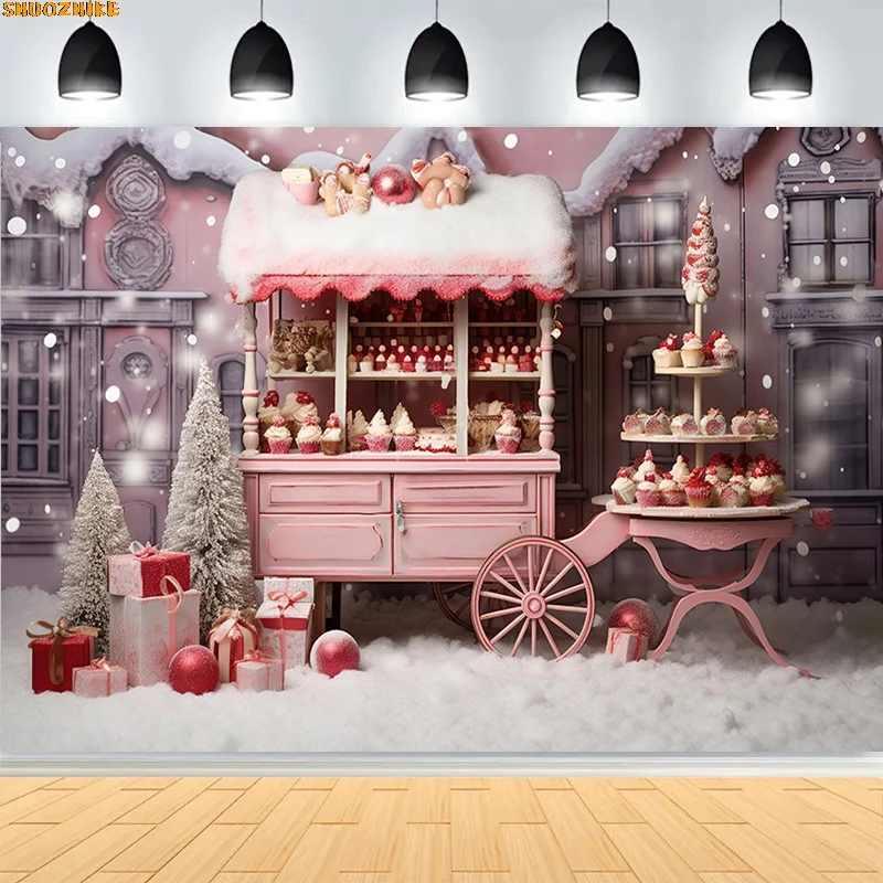 

Christmas Day Wreath Family New Year Party Photography Backdrops Prop Window Living Room Xmas Tree Gift Snow Background BV-18