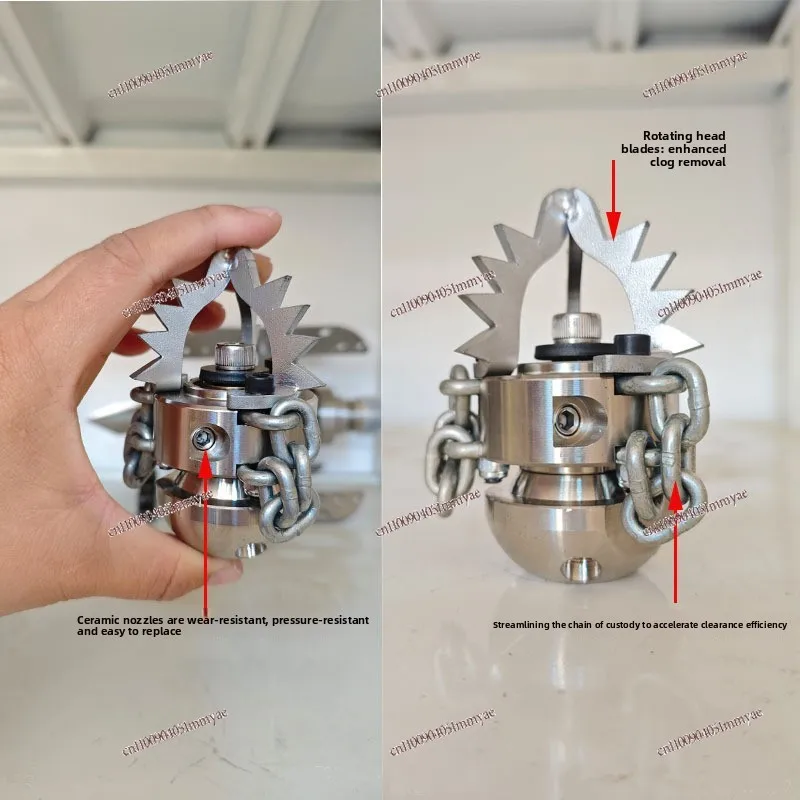 High-pressure Rotating Nozzle Cleans Sewer Pipeline Grease, Silt, Tree Roots, Dredges and Clogs Ceramic Nozzles