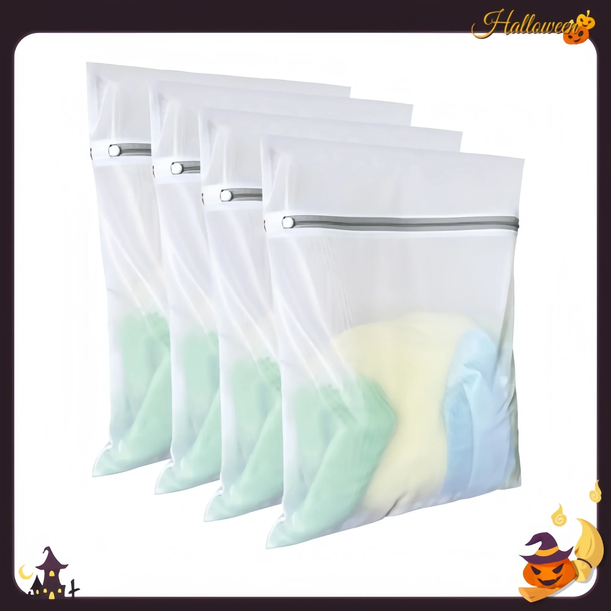 Paquet de 4 pochettes de lavage en maille 16x20 pouces, sacs en filet à linge délicats pour le rangement du dortoir d'université