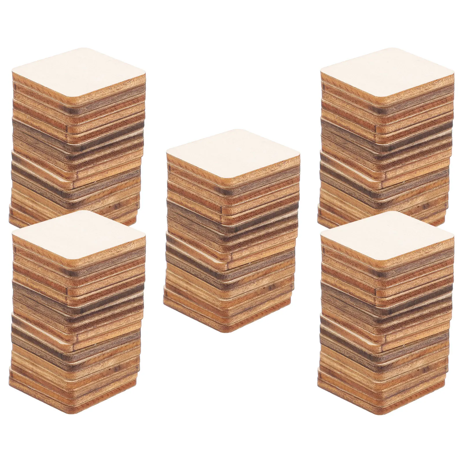 

300 pcs Square 25Mm Blank Unfinished Diy Craft Pieces For Painting Home Decor Wedding Ornament Wood Slices Square Slices Blank