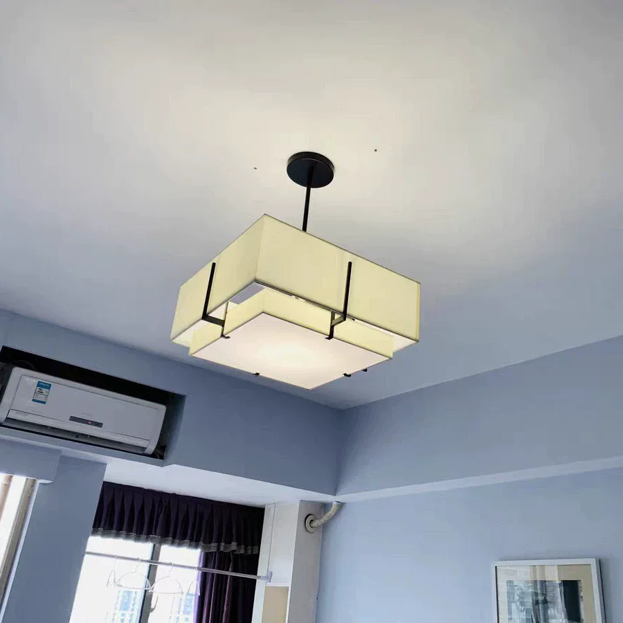 Modern Villa Model Room Round Study Bedroom Coft Light Decorative Ceiling Lamp Home Pendant Lighting Chinese Fabric Lamp