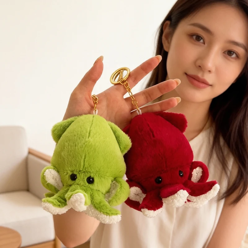 

10cm Octopus Plush Pendant Stuffed Colorful Ocean Animal Cartoon Key Chain Decor Plushie for Bag Gift
