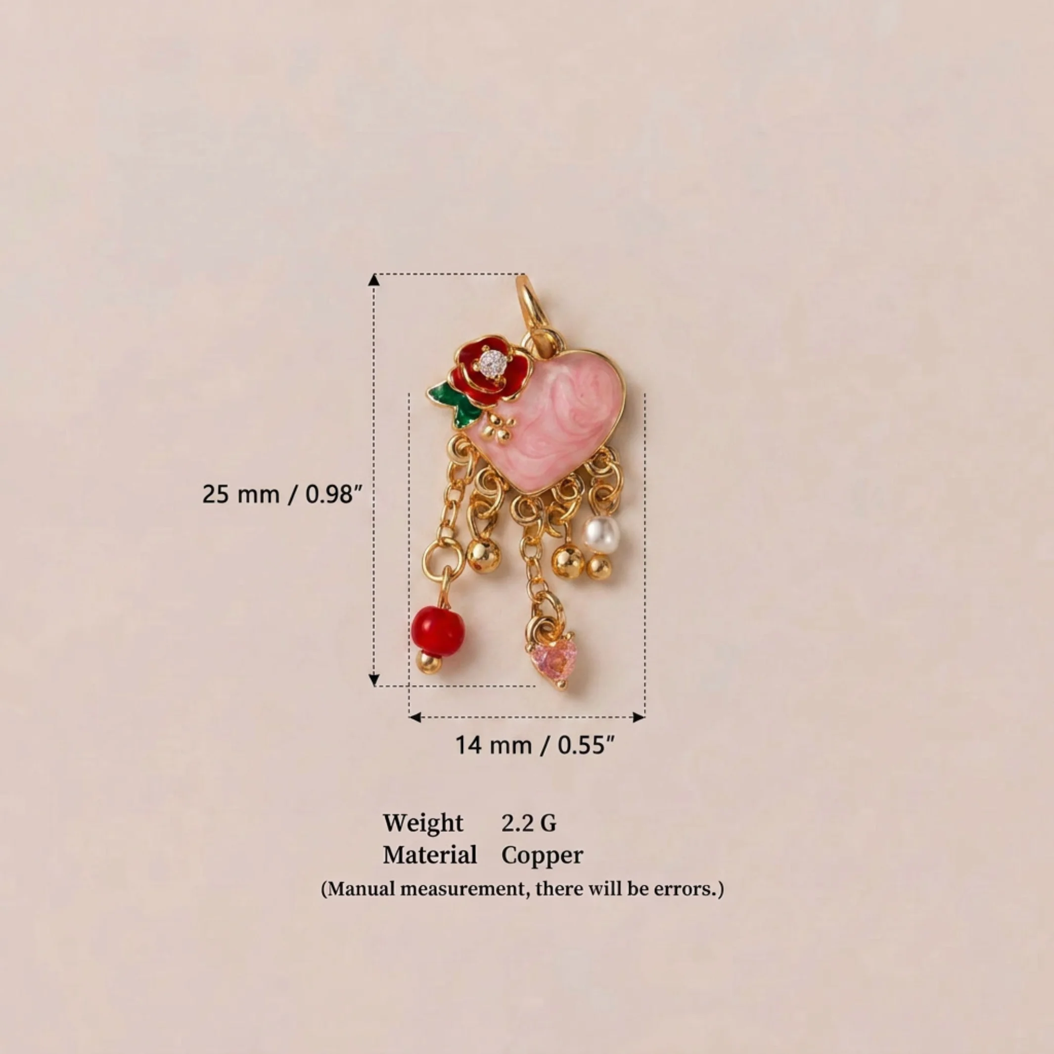 Valentinstag Liebesbär-Anhänger DIY Tropföl-Malerei Kupfermaterial 14K Gold Beschichtet zur Farberhaltung – Detail 5