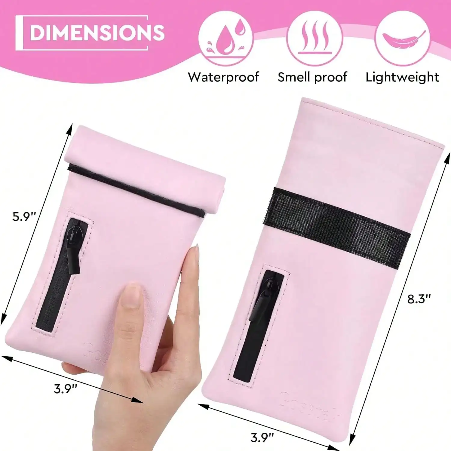 Pocket Size Smell Proof Storage Pouch Bag PU Leather Smell Proof Case For Home And Travel