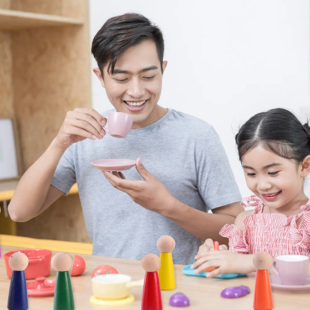 

Набор из 6 неокрашенных деревянных фигурок-человечков из натурального дерева для росписи, творческих и развивающих занятий для детей