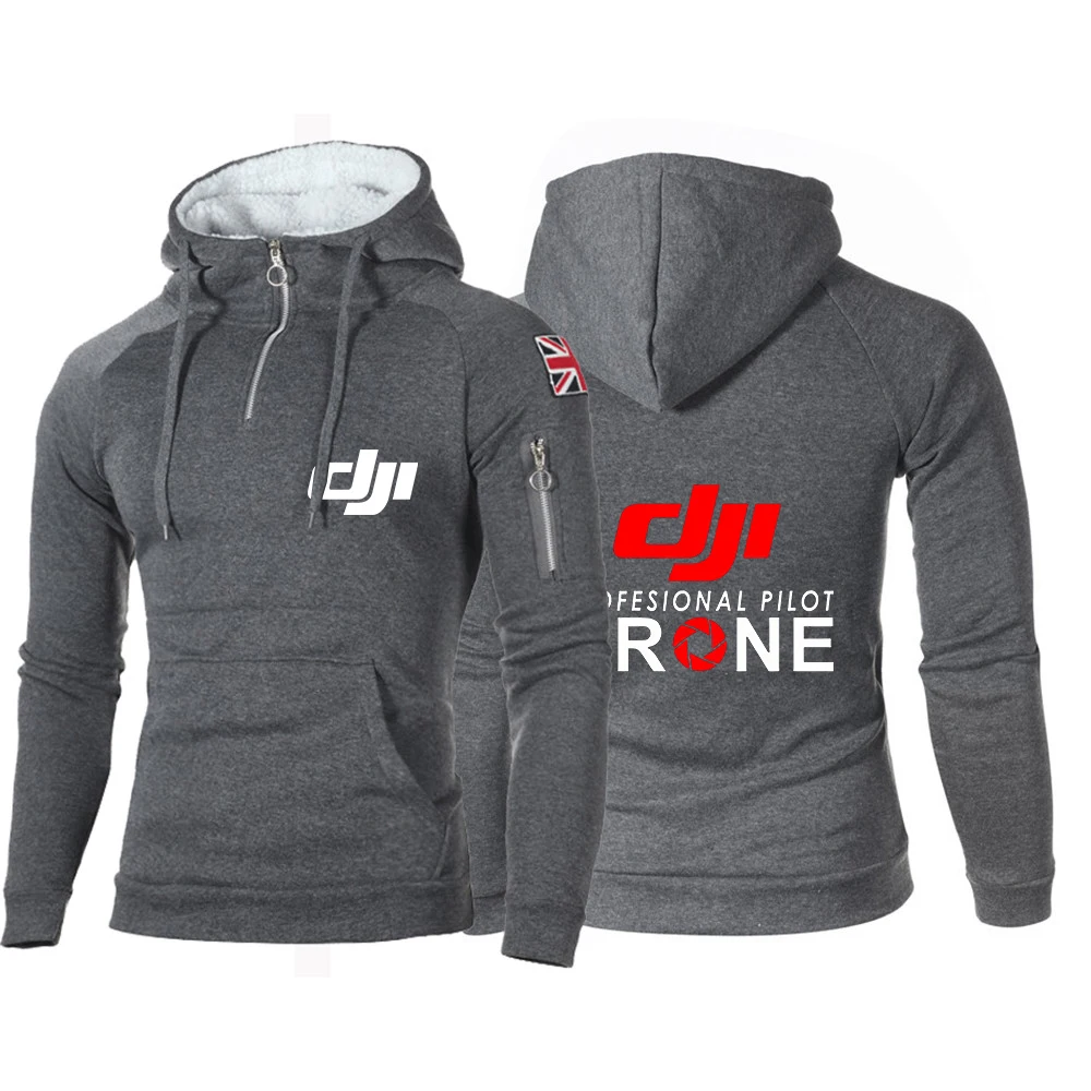 

Dji Professional Pilot Drone 2024 Men's New Fashion Cotton Zipper Hoodie Fitness Sweatshirts Solid Color Fleece Jackets Tops