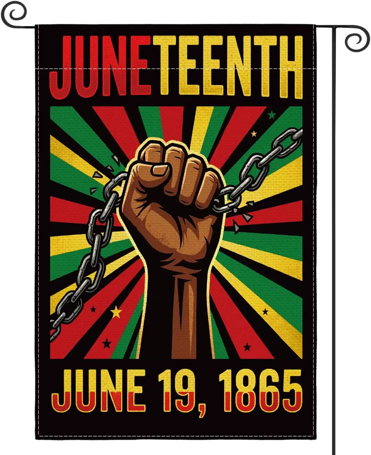AVOIN colorlife Black Raised Fist Juneteenth 1865 Garden Flag 12x18 Inch Double Sided Outside, African American Liberation Y jjp