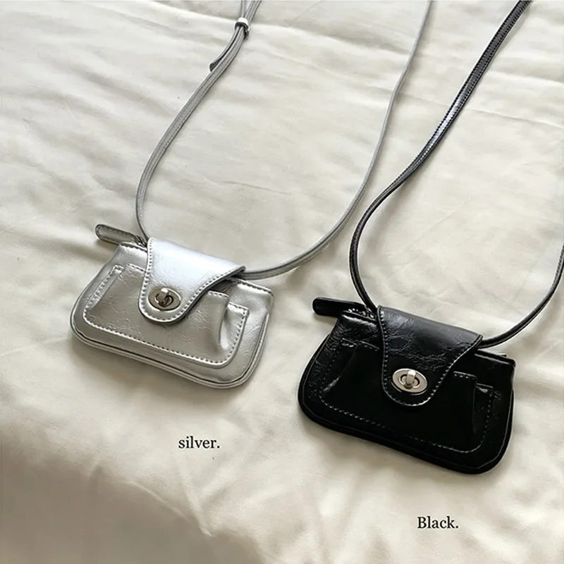 

Mini Lock Buckle Shoulder Bag Leather Crossbody Bags Women Lipstick Coin Purse Storage Pouch Handbag Metal Chain Messenger Bag
