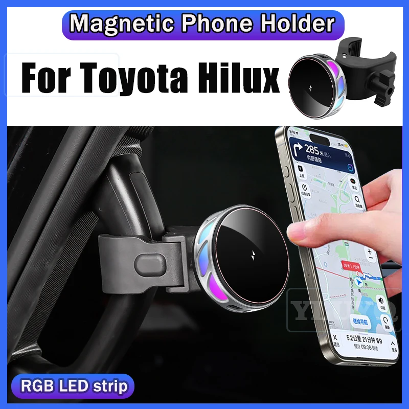 

For Toyota Hilux Wireless Charging Car Phone Holder, Magnetic Gravity Navigation Mount, 360-Degree Adjustable Car Accessories