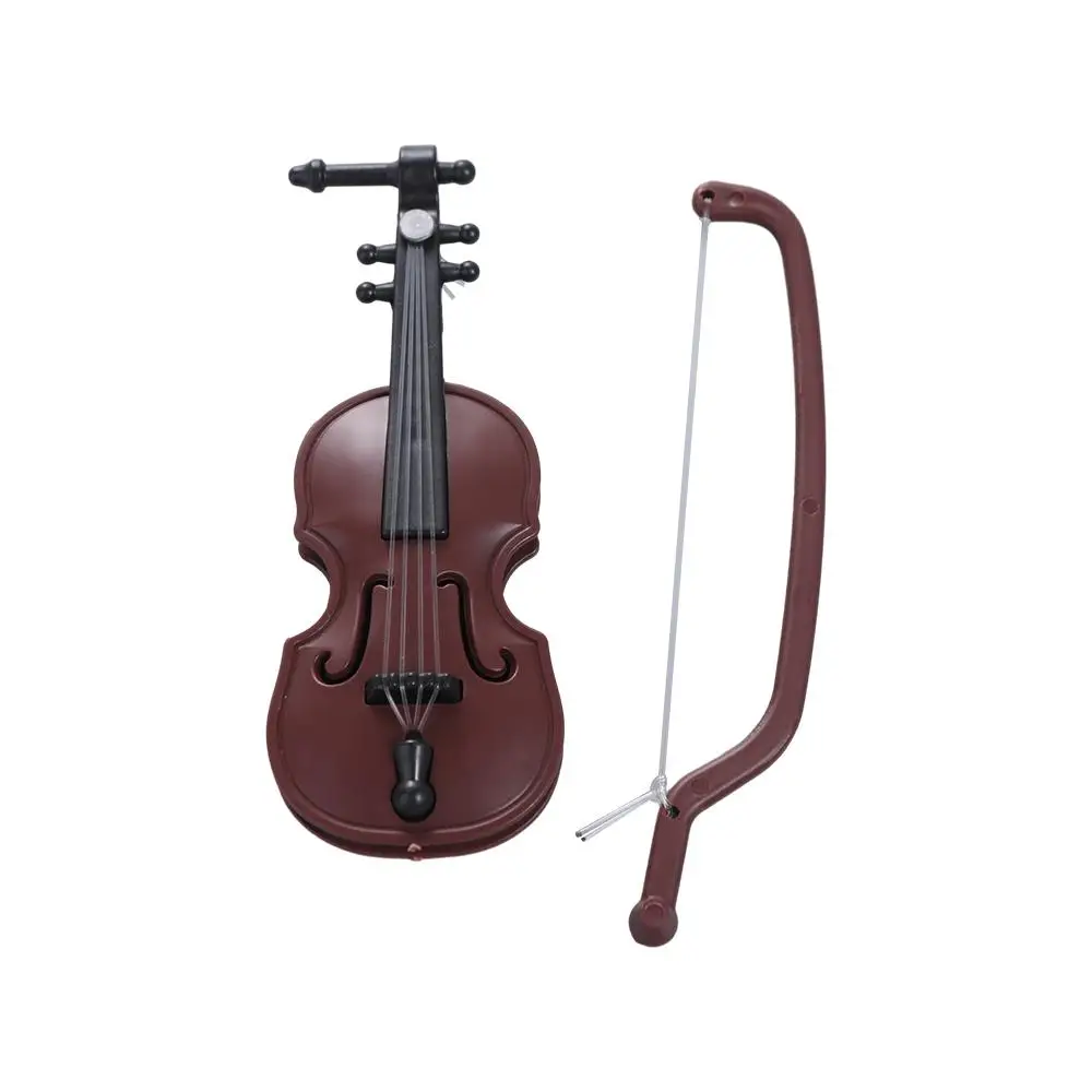 

Simulation Violin Furniture Mini Violins Ornament 1/12 Plastic Miniature Violin Home Decor Crafts Brown Violin Model Accessories