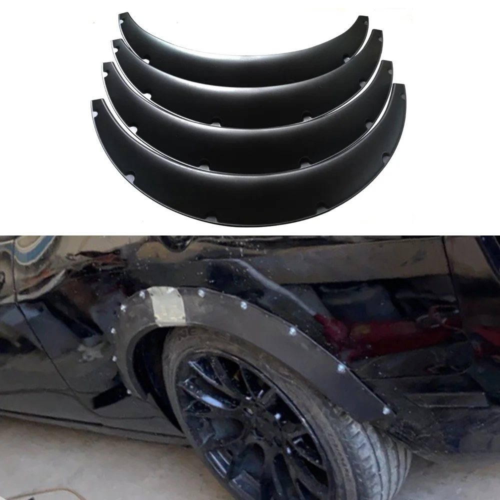 4Pcs Car Wheel Eyebrow Fender Flares ABS Fender Flexible Mudguards Wide Body Wheel Arches Universal Accessories