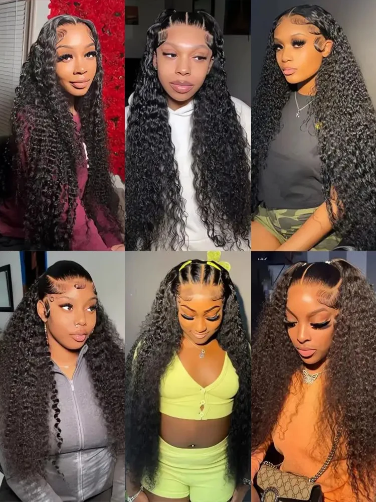 40 44 Inch Water Deep Wave Human Hair Lace Front Wig 4x4 Lace Closure Wig 13x4 HD Transparent Lace Front  Wig 13x6 Brazilian Curly Pre Plucked Human Hair Hair For Women 250 Density view 7