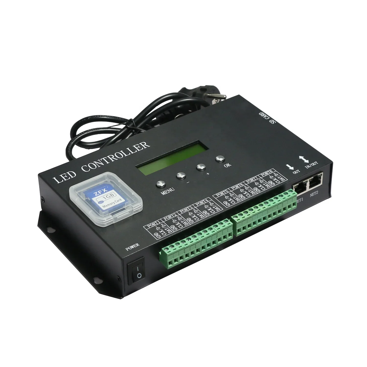 8 พอร์ตเอาต์พุต Artnet/DMX SPI Pixel Controller H807SA WS2811 WS2812 WS2815 RGB RGBW ไฟ LED Strip Dimmer