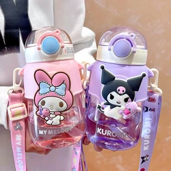 Miniso Anime Cinnamoroll Kuromi 690ml bottiglia d'acqua di grande capacità My Melody tazza d'acqua portatile in paglia per sport all'aria aperta