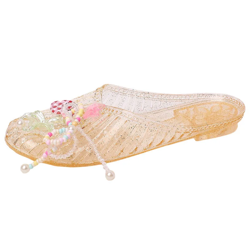 Jelly shoes women's Korean version fashion outer wear flat-soled bag head shoes transparent shoe flower accessories beach shoes view 5