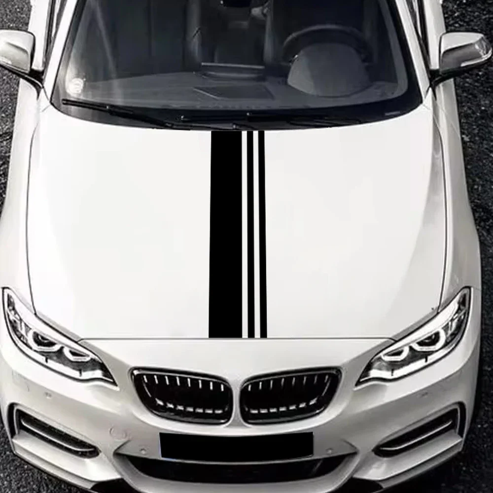Long Stripes Car Engine Hood Sticker Self-adhesive Vinyl Decal Waterproof PVC Auto Bonnet Styling Decoration Sticker Accessories