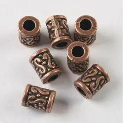 15pcs 9.4x7mm hole:4mm copper-tone crafted tube bead h0794