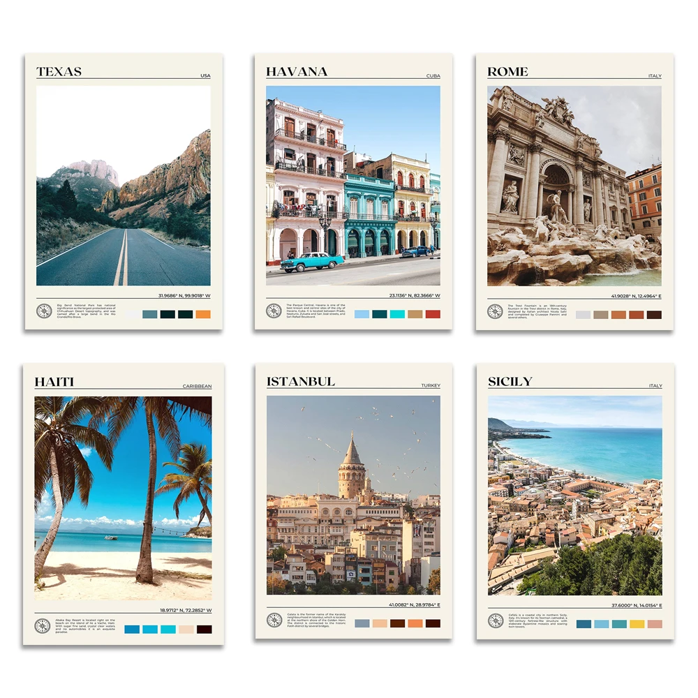 Los Angeles,Texas ,New York ,Cape Town,Rome ,Haiti,Sicily,Istanbul,Havana print, travel poster,Home decor