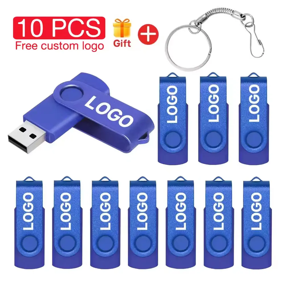 

10PCS/lot Free Custom LOGO 128GB Metal USB Flash Drive 16GB Pen Drive 4GB 8GB 32GB Pendrive Memory Stick 64GB USB Stick 2.0