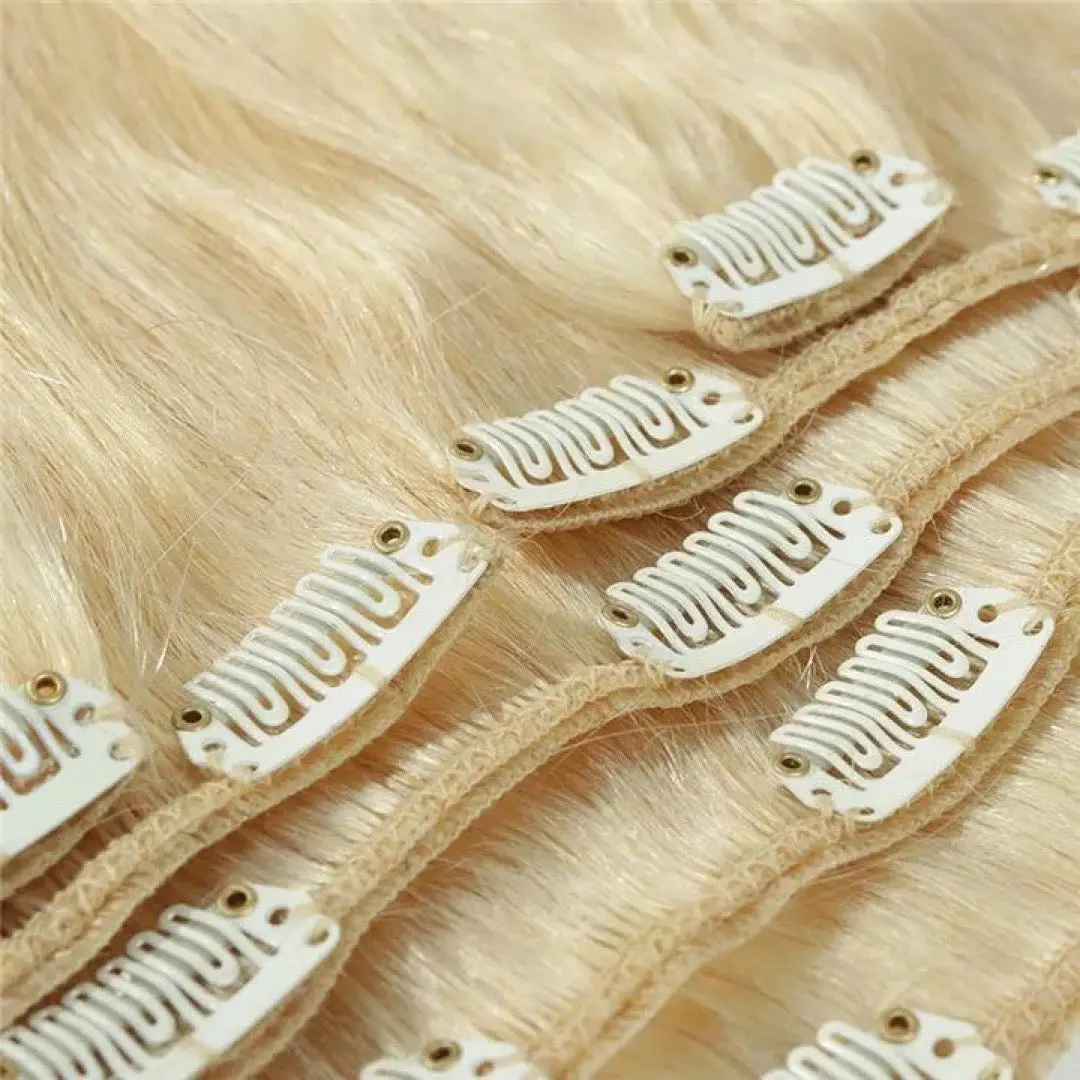 

100% Real Human Hair Blonde Clips In Hair Extensions Bundles Natural Black Bulks Blonde 613 Piano Colored Brazilian Hair 30 inch