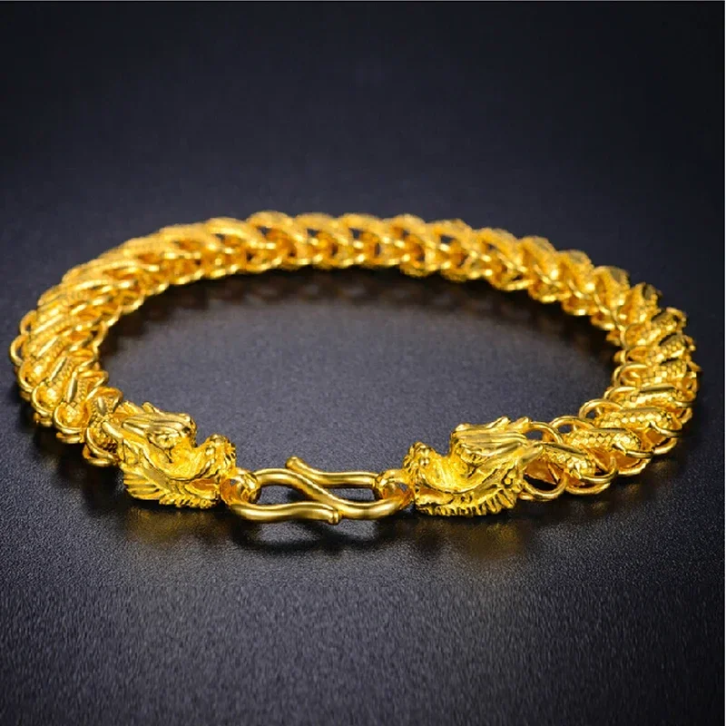 

UMQ Copy 100% 24K Gold Thailand Faucet Men's Bracelet Weight 19G Gift for Boyfriend