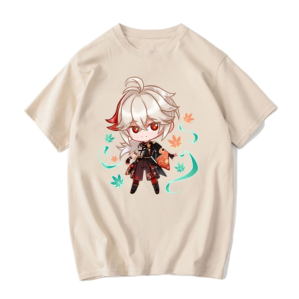 جينشين تأثير التي شيرت Kaedehara Kazuha تي شيرت Kawaii الملابس الجرافيك تيز الكورية بلوزات على الموضة 100% القطن تي شيرت الفتيات القمصان