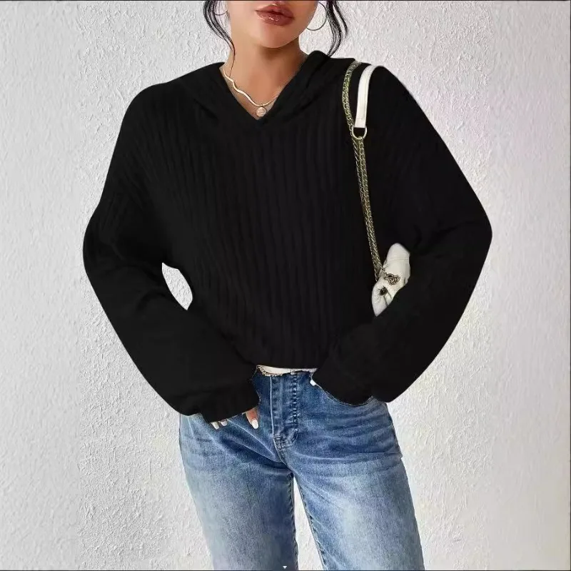 

Simple Comfortable Solid Color Casual Sweatshirt Autumn Winter Loose Long-sleeved Pit Strip Hooded Sweatshirt Women's Clothing